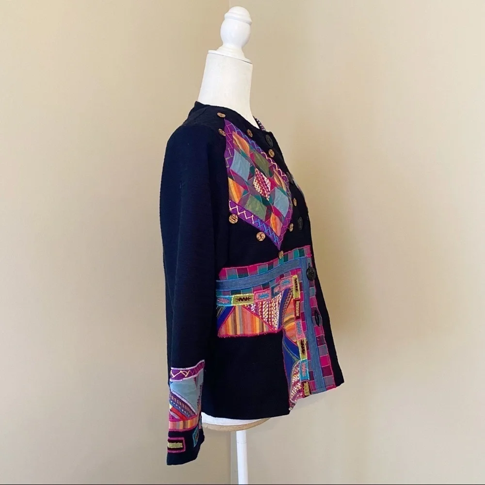 Parsley & Sage Embroidered Patchwork Button Jacket - M - Picture 2 of 13